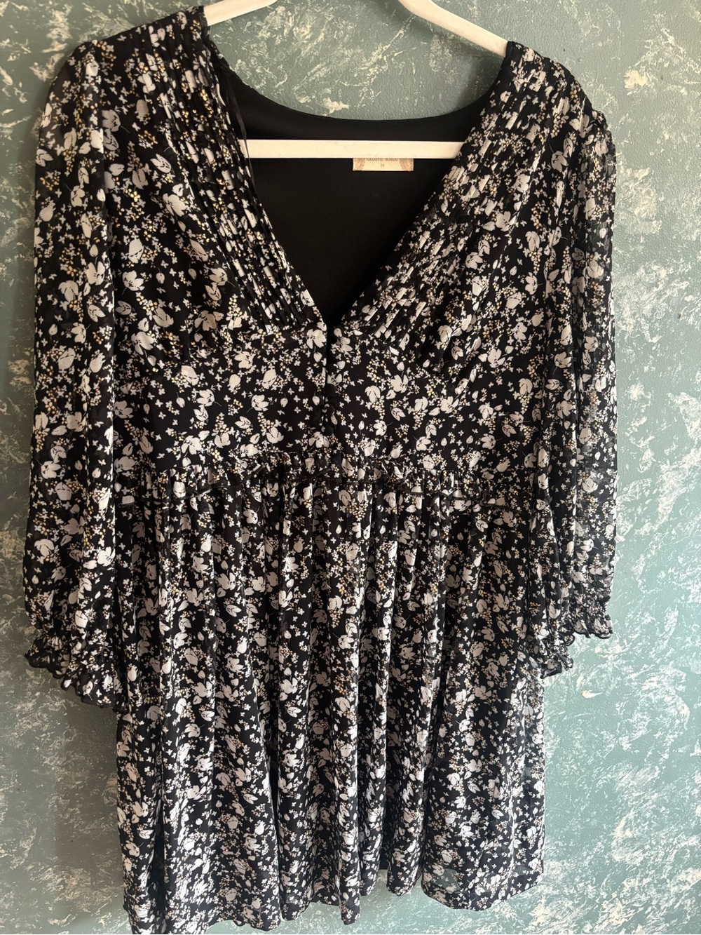 Altar'd State Black and light blue Floral Midi Dress
